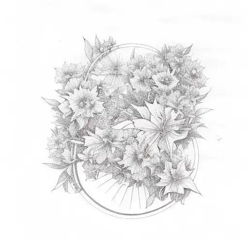 Philippines sun with jasmine flowers tattoo design idea