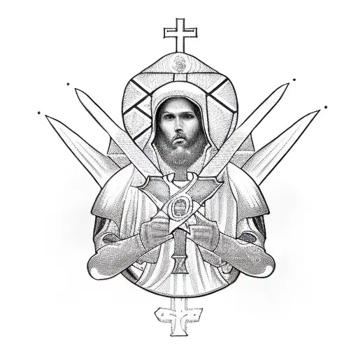 a templar with a christian cross tattoo design idea