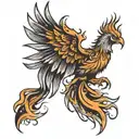 burning phoenix, rising from its ashes tattoo design idea