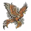burning phoenix, rising from its ashes tattoo design idea