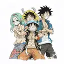 3 Siblings represented by One piece anime  tattoo design idea