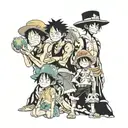 3 Siblings represented by One piece anime  tattoo design idea