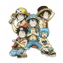 3 Siblings represented by One piece anime  tattoo design idea