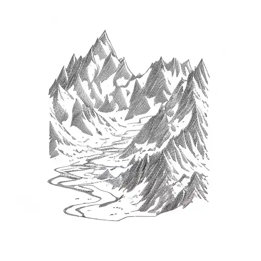 Mountain with waterfall tattoo design idea
