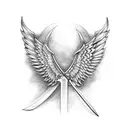 angel wings with sword and cross tattoo design idea