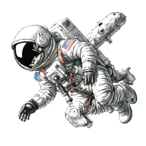 astronaut with the world reflected in his helmet tattoo design idea