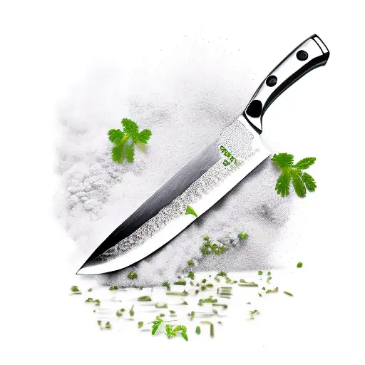 cooking knife with herbs tattoo design idea