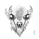 Bison head with Romanian traditional motives tattoo design idea