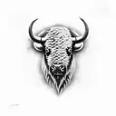 Bison head with Romanian traditional motives tattoo design idea