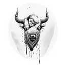 Bison head with Romanian traditional motives tattoo design idea