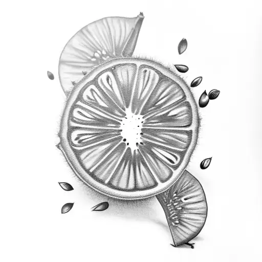 Half a kiwi fruit tattoo design idea