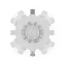 A circular design featuring a Cruzcampo beer bottle in the center, surrounded by a carnival whistle and a fan. The sunset extends in the background with warm and soft tones blending in the horizon. The main elements of the design, like the beer bottle, carnival whistle, and fan, are decorated with subtle colors to highlight certain details, while the rest of the design remains in black and white with fine lines to maintain elegance and visual cohesion. tattoo design idea