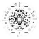 A circular design featuring a Cruzcampo beer bottle in the center, surrounded by a carnival whistle and a fan. The sunset extends in the background with warm and soft tones blending in the horizon. The main elements of the design, like the beer bottle, carnival whistle, and fan, are decorated with subtle colors to highlight certain details, while the rest of the design remains in black and white with fine lines to maintain elegance and visual cohesion. tattoo design idea