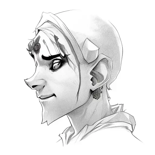 jester half body sideview tattoo design idea