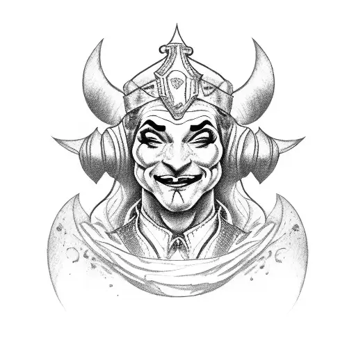 jester half body tattoo design idea