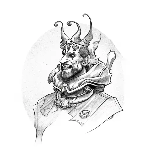 jester full body sideview tattoo design idea