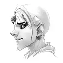 jester half body sideview tattoo design idea