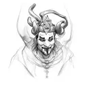 jester half body sideview tattoo design idea