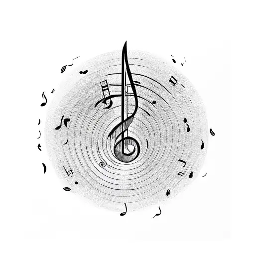 A minimalist design of a music note combined with a raindrop, symbolizing your love for music and rainy days tattoo design idea