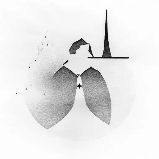 A silhouette of a person walking on a rainy day with a Pearl Jam lyric incorporated into the design tattoo design idea