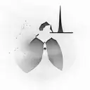 A silhouette of a person walking on a rainy day with a Pearl Jam lyric incorporated into the design tattoo design idea