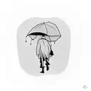 A silhouette of a person walking on a rainy day with a Pearl Jam lyric incorporated into the design tattoo design idea