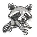 roller skating racoon tattoo design idea