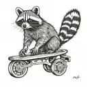 roller skating racoon tattoo design idea