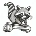 roller skating racoon tattoo design idea