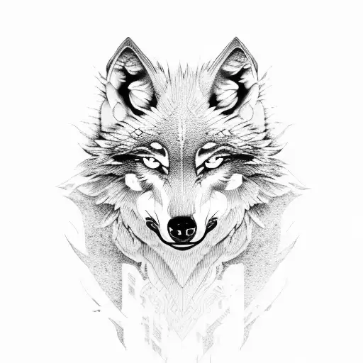 wolf head dragon tattoo design idea