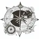 compass with family coordinates  tattoo design idea