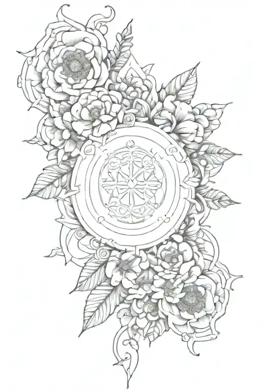 yhwh with flowers tattoo design idea