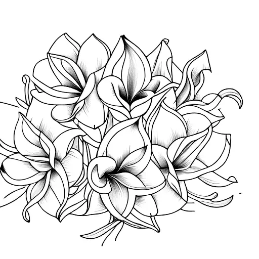 lilac gardenia amaryllis bouquet  tattoo design idea