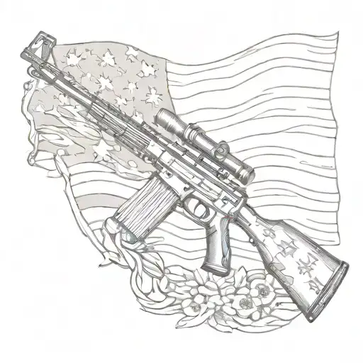 American flag and rifle crossed tattoo design idea