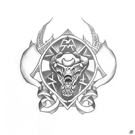 Incorporate military symbols and reptiles in a tattoo inspired by Ukrainian folklore tattoo design idea