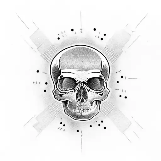 Trash polka style tattoo of a skull and crossed wrenches tattoo design idea
