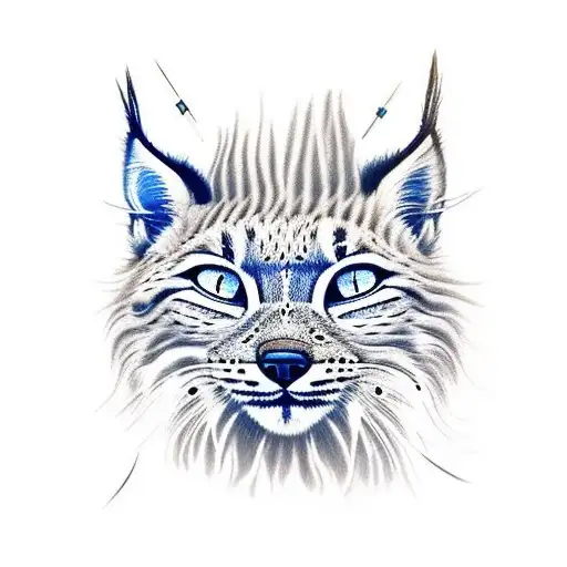 Design a realistic portrait of a lynx wearing a plumber's hat tattoo design idea