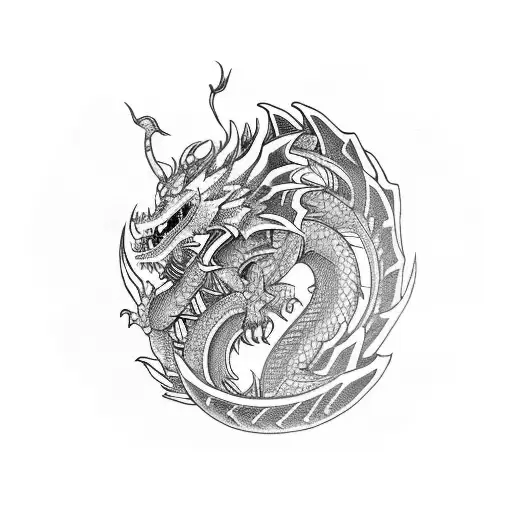 A fierce dragon wrapped around a Japanese armor, symbolizing strength and protection tattoo design idea