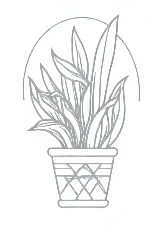 snake plant in rope basket tattoo design idea