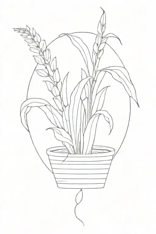 snake plant in rope woven basket tattoo design idea