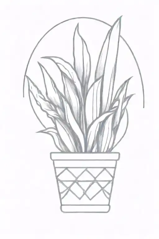 snake plant in rope basket tattoo design idea