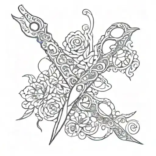 pair of scissors tattoo design idea