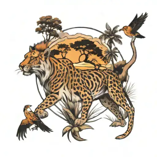 safari scene tattoo design idea