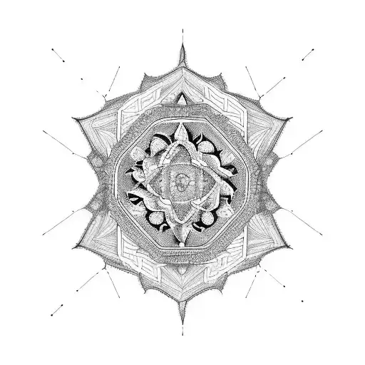 A blackwork mandala incorporating famous landmarks from different countries, representing the interconnectedness of travel and spirituality tattoo design idea