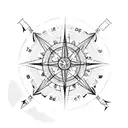 A dotwork globe with a compass and steering wheel intertwined, symbolizing the passion for both travel and driving tattoo design idea