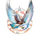 red tailed hawk diving with wings up clutching a banner tattoo design idea