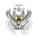 red tailed hawk diving with wings up clutching a banner tattoo design idea