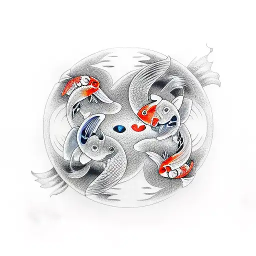 yin yang koi fishes tattoo design idea