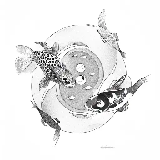 yin yang koi fishes tattoo design idea