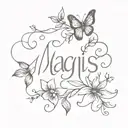 a simple elegant or cute tattoo design spelling the word 'magis'  tattoo design idea